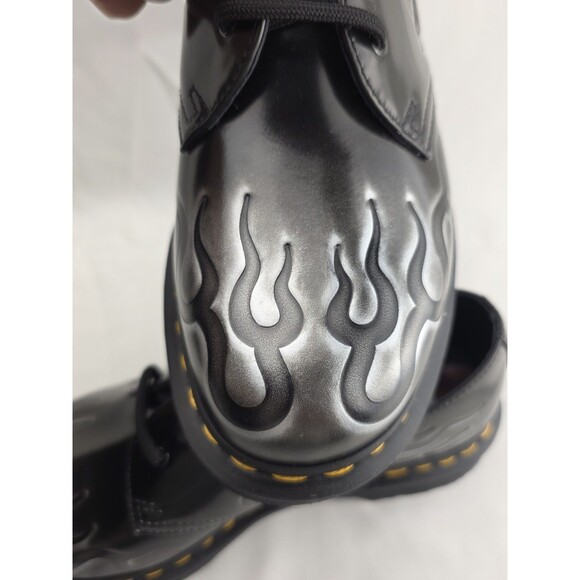 Dr. Martens 1461 INFERNO Arcadia 3-Eye Shoes Black Silver Flames Unisex Sz US 8